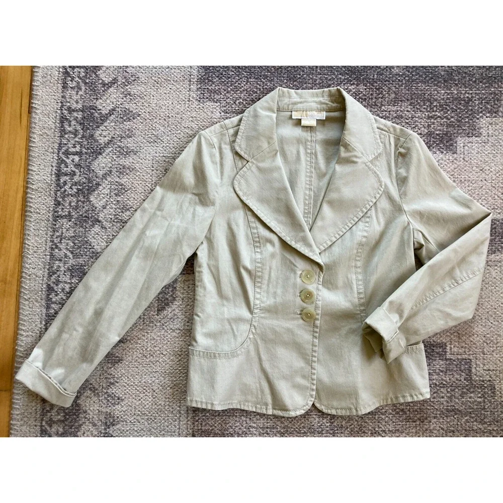 Womens Sz Medium MICHAEL KORS‎ Beige Blazer Jacket Long Sleeve Front Pockets